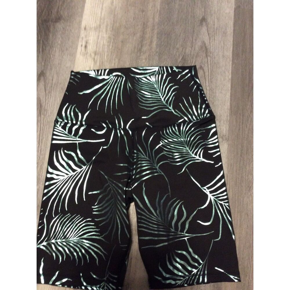 Glyder Shorts Athletic Black Teal Glitter Designs Small VNC